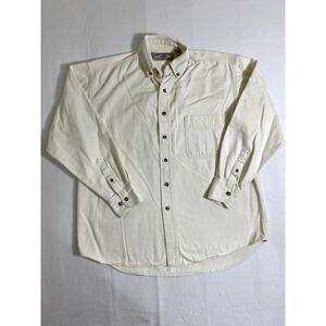 Vintage Most Wanted Cotton Shirt Men Small Cream Button Down Long Sleeve